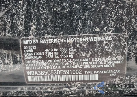 2013 BMW 328I xDrive z USA, uszkodzony, nr VIN WBA3B5C53DF591002